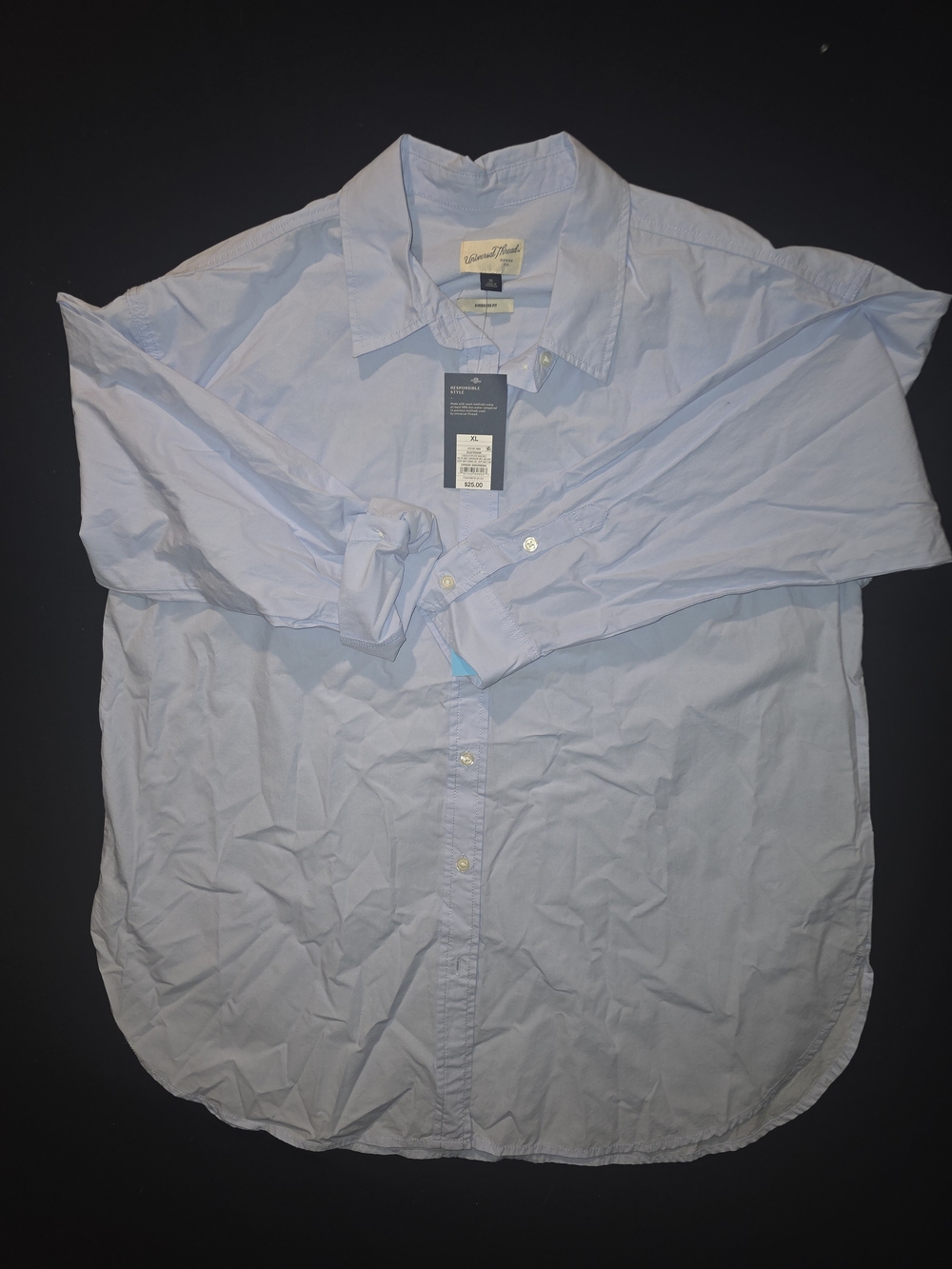 Universal Thread Light Blue Women's Casual Button-Down Oversized Shirt